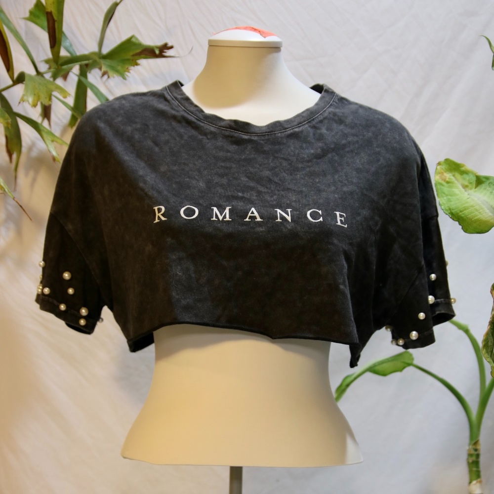 Grey 'Romance' Crop Top
